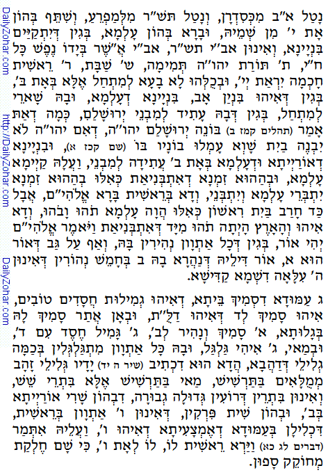 Holy Zohar text. Daily Zohar -73.