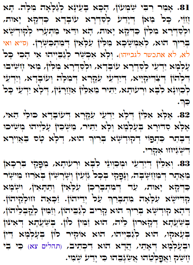 Holy Zohar text. Daily Zohar -3083